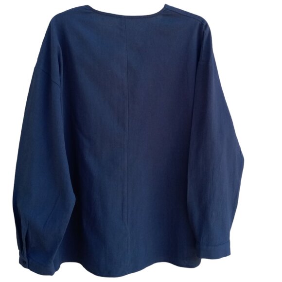 NoraCora blue cotton long sleeve top sz XXL NEW (#0087) - Picture 2 of 10